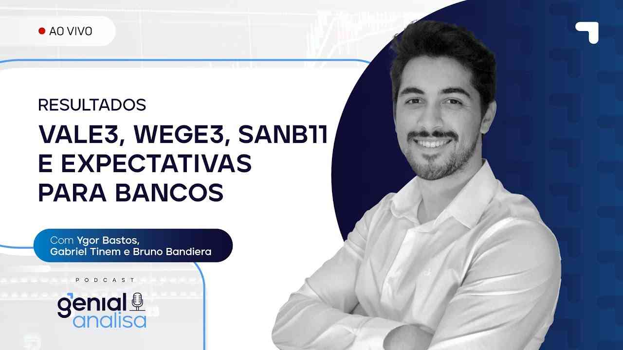 Thumbnail do vídeo: Resultados: #VALE3 e #WEGE3 e expectativas para bancos | Podcast Genial Analisa