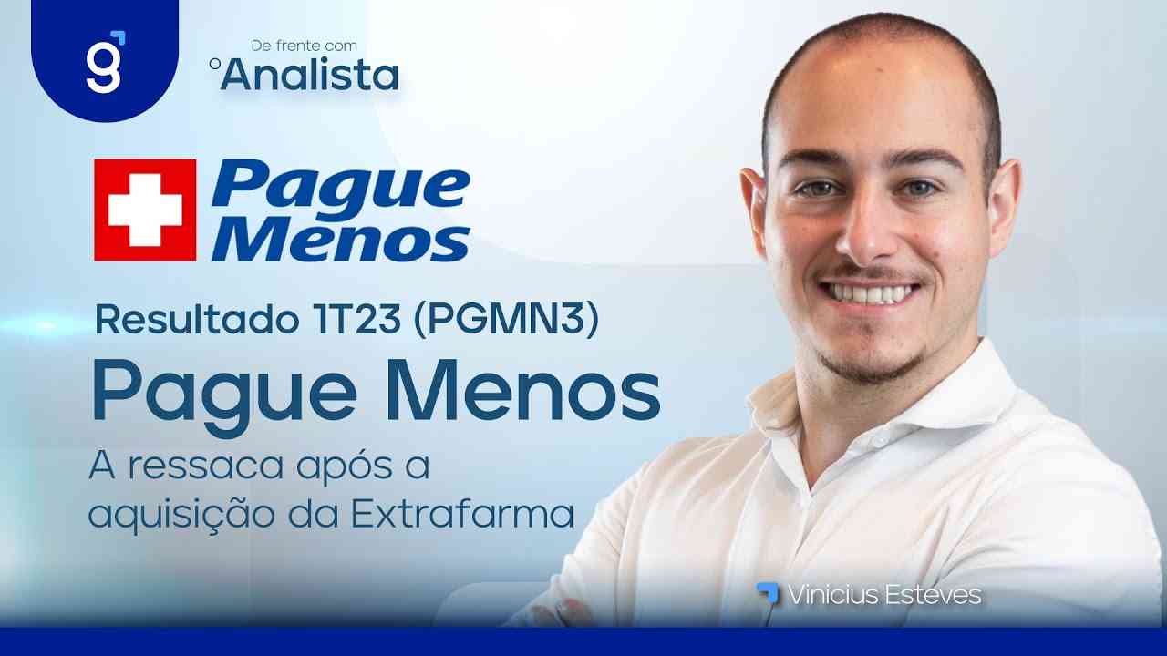 Thumbnail do vídeo: Pague Menos (PGMN3) | Resultado 1T23: A ressaca após a aquisição da Extrafarma | Genial Analisa #DFA