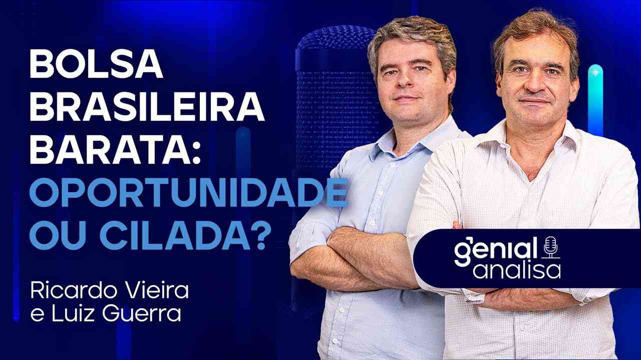Thumbnail do vídeo: 🔴 BOLSA BRASILEIRA ESTÁ BARATA: oportunidade ou cilada? | Podcast Genial Analisa com Logos Capital