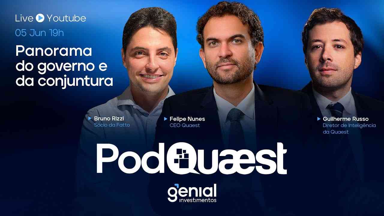 Thumbnail do vídeo: 🔴 PodQuaest | Avaliação do governo e da conjuntura - Junho 2025