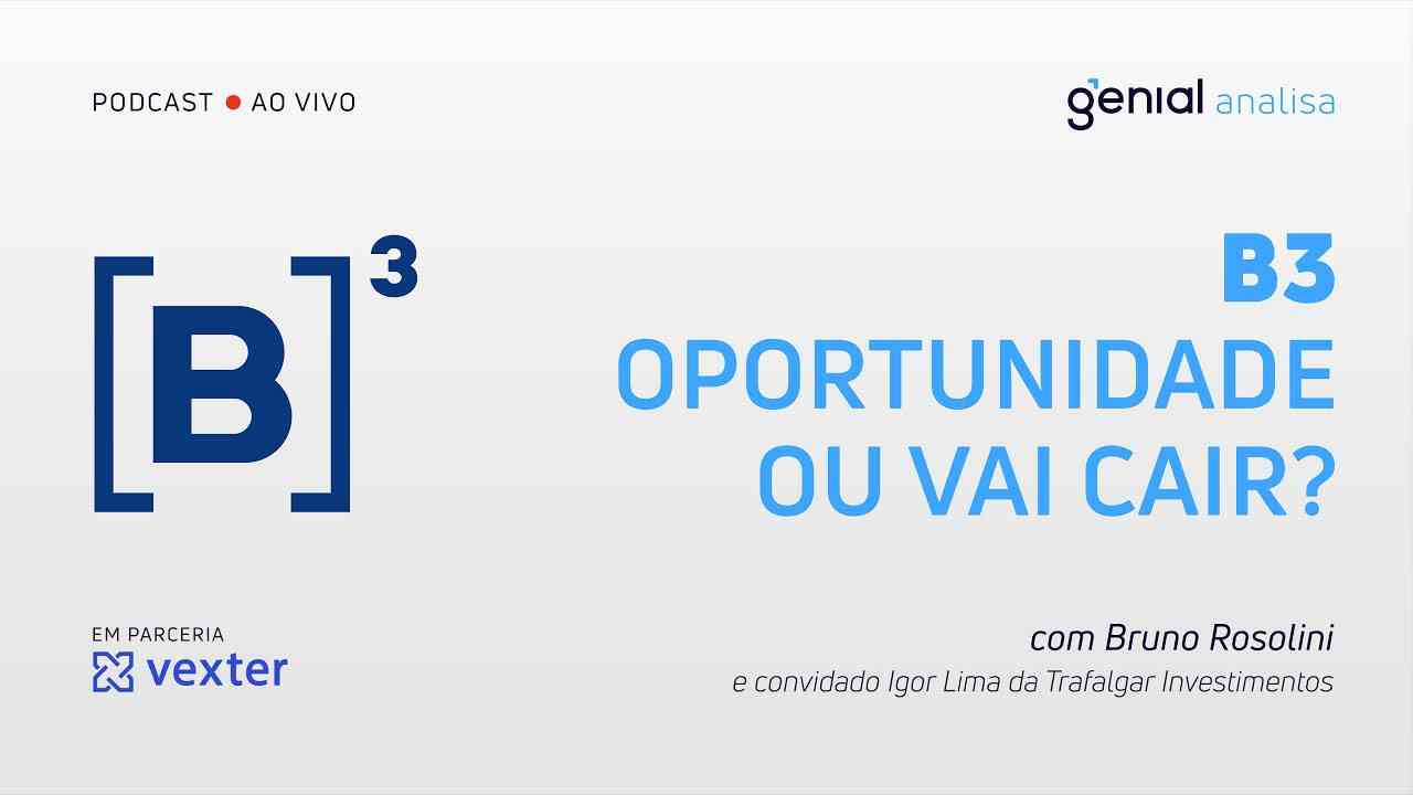 Thumbnail do vídeo: B3 - Oportunidade para compra ou vai cair mais? com Trafalgar | Podcast Genial Analisa